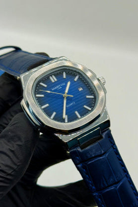 MARTIN blue dial with blue leather strap watch