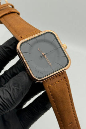 TOMI bronze colour strap with square dial watch