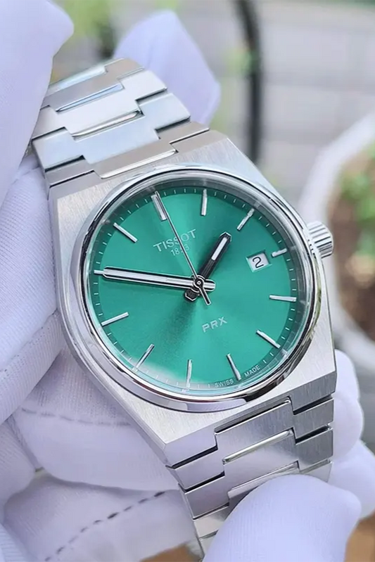 TISSOT PRX Light Blue dial with silver chain