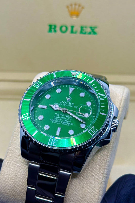 Rolex Deepsea silver with green rotating dial with date