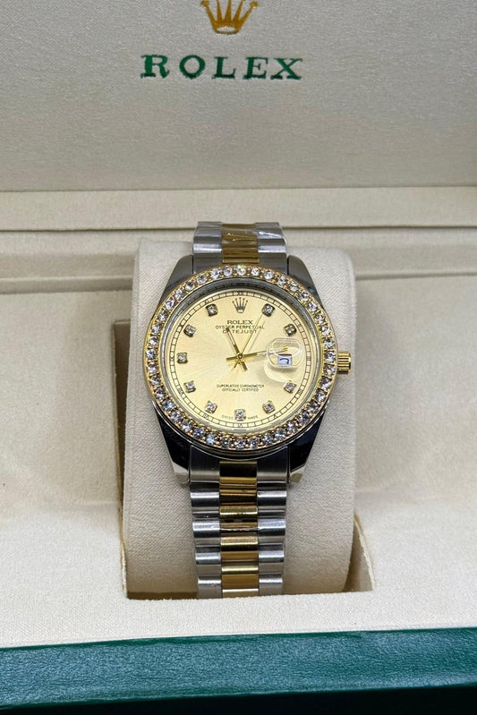 Rolex oyster perpetual truetone with golen dial with date