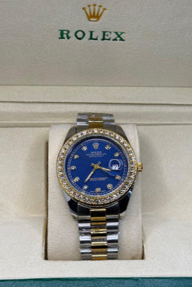 Rolex oyster perpetual truetone with blue dial with date
