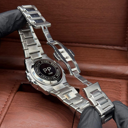 pp silver with white dial with date