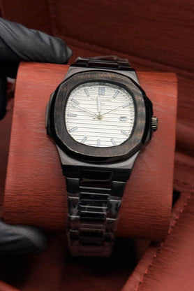 PP Black with white dial with date