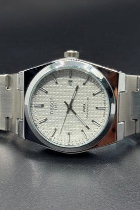 TISSOT PRX white dial with silver chain