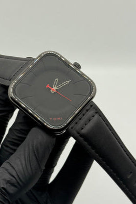 TOMI black colour strap with square dial watch
